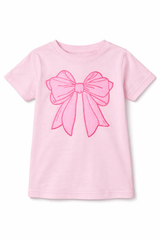 Sweet Wink Pink Bow Sequin Patch T-shirt | Toddler & Youth - Teigan & Co