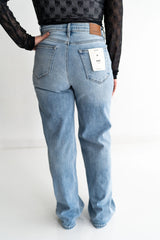 The " Nori" Crossover Waist Straight Leg Jeans - Hidden LA Jeans - Teigan & Co