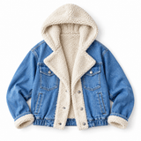 Vereret Faux Sherpa Hooded Denim Jacket | Women's - Teigan & Co