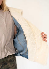 Vereret Faux Sherpa Hooded Denim Jacket | Women's - Teigan & Co