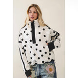 Veveret Polka Dot Contrast Pull Over | Women's - Teigan & Co