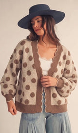 Vintage Polka Dot Scallop Cardigan | Women's - Teigan & Co