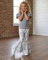 Winter White Camo Denim Double Ruffle Jeans Pants | Toddler & Youth - Teigan & Co
