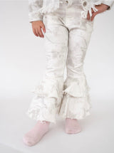 Winter White Camo Denim Double Ruffle Jeans Pants | Toddler & Youth - Teigan & Co