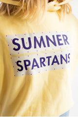 Yellow Sumner Spartans Raw Edge Hoodie | Women's - Teigan & Co