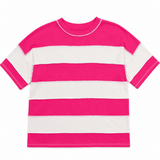 Zenana French Terry Striped Exposed Seam Top-Hot Pink | Women's - Teigan & Co